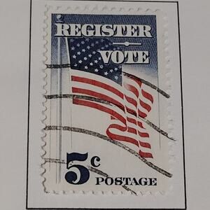 1964 Scott #1244 – 5¢ Register Vote / American Flag – Canceled
